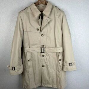 Vintage Ralph Ralph Lauren Classic Trench Coat Removable Wool Liner 44R Khaki
